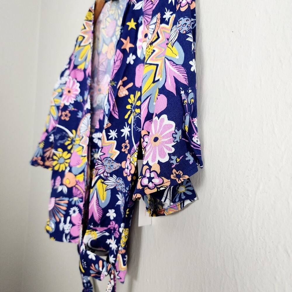 ModCloth Best Is Yet To Come Graphic Print V-Neck Wrap Top Navy Blue XS NWT - Picture 6 of 10